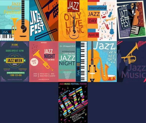 Jazz Design Cartaz Música — Vetor de Stock