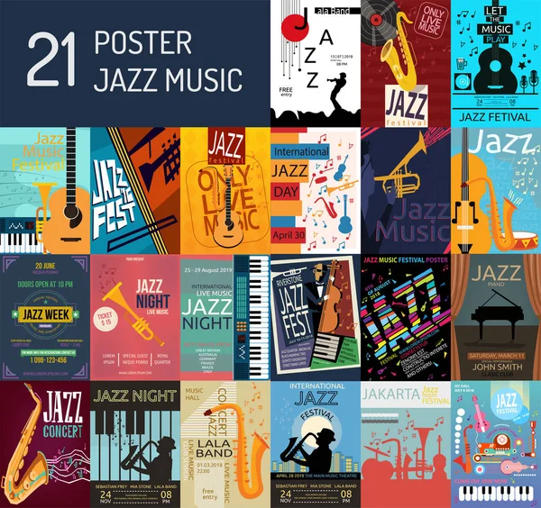 Diseño Póster Música Jazz — Vector de stock