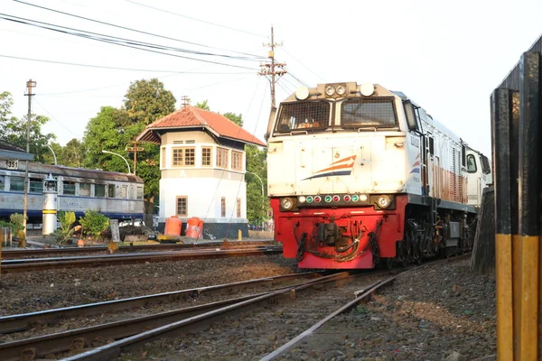 Stazione Indonesiano Treno Indonesiano Trasporti Ferroviari Treno Rotaia Jogja — Foto Stock