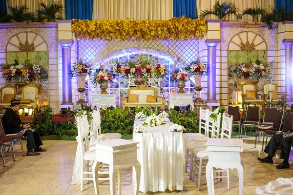 Yogyakarta Indonesia Junio 2017 Fiesta Bodas Con Decoración Flores — Foto de Stock