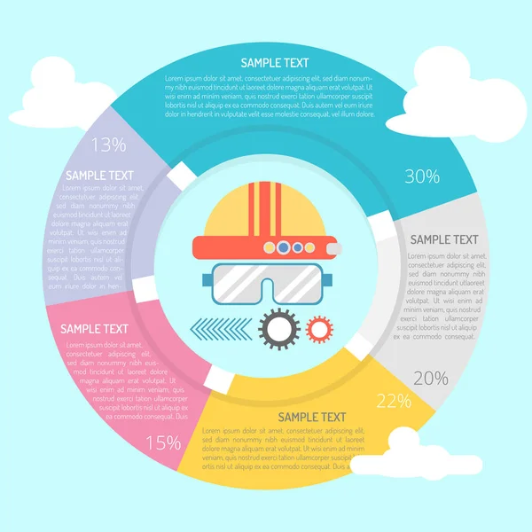 Construction Helmet Infographic Diagram — Stock Vector