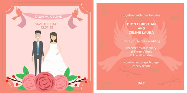 Invitación Boda Diseño Plantilla — Vector de stock