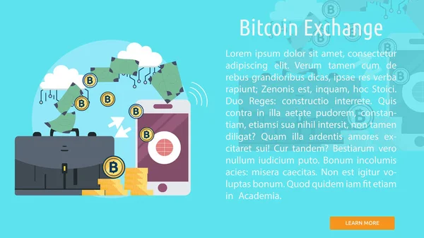 Концептуальні Банер Обмін Bitcoin — стоковий вектор