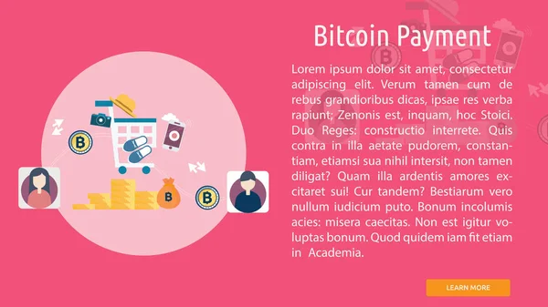 Bitcoin Платіжний Концептуальний Прапор — стоковий вектор
