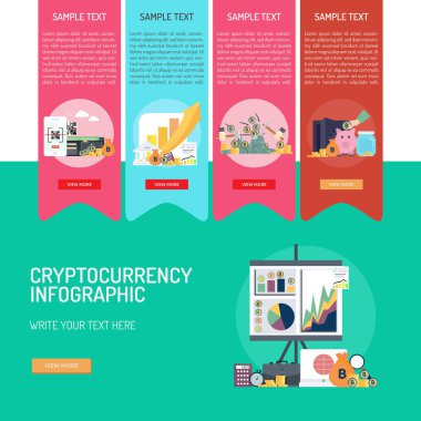 Cryptocurrency kavramsal tasarım Infographic