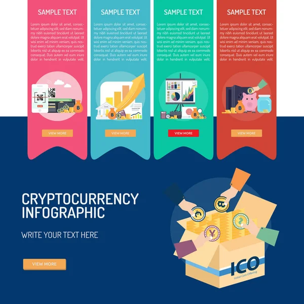 Crypto Monnaie Conception Conceptuelle Infographie — Image vectorielle