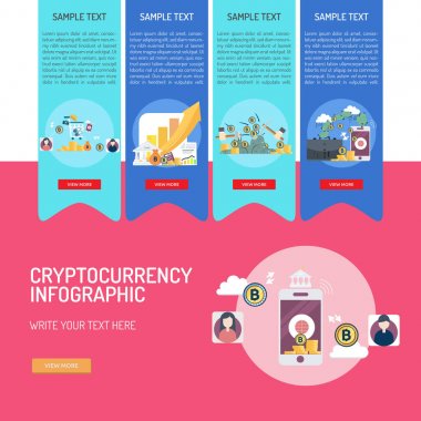 Cryptocurrency kavramsal tasarım Infographic