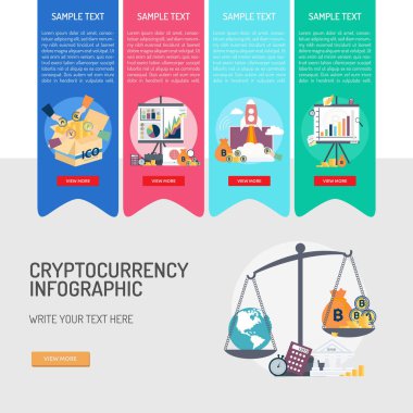 Cryptocurrency kavramsal tasarım Infographic