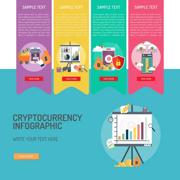 Crypto Monnaie Conception Conceptuelle Infographie — Image vectorielle