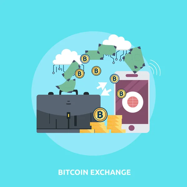 Diseño Conjunto Iconos Bitcoin Exchange — Vector de stock