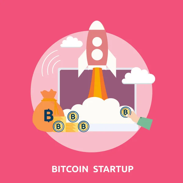 Bitcoin Startup Icon Set Diseño — Vector de stock