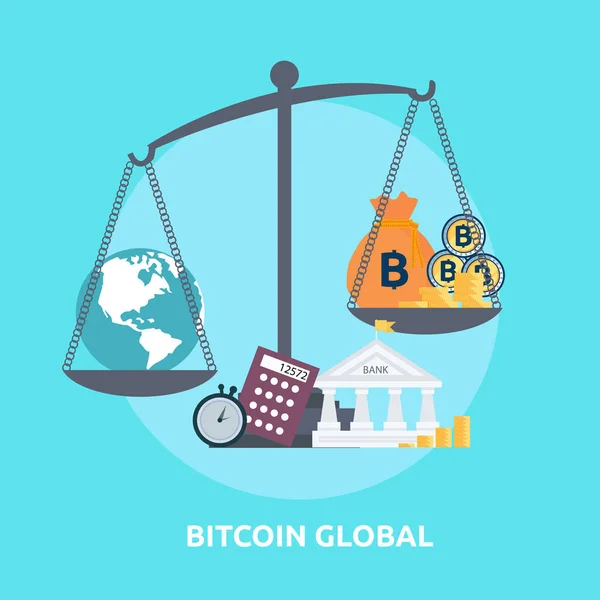 Diseño Conjunto Iconos Globales Bitcoin — Vector de stock