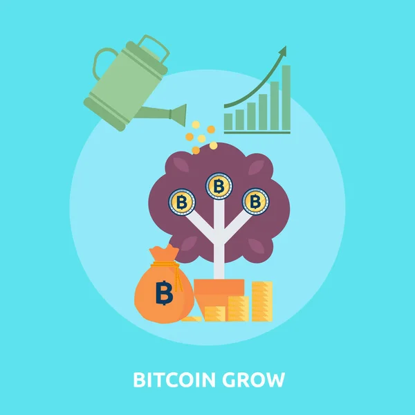 Diseño Conjunto Iconos Crecimiento Bitcoin — Vector de stock