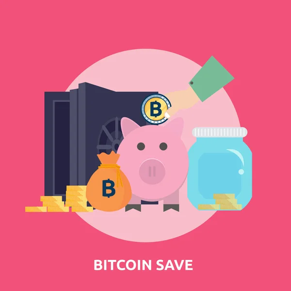 Bitcoin Guardar Icono Conjunto Diseño — Vector de stock
