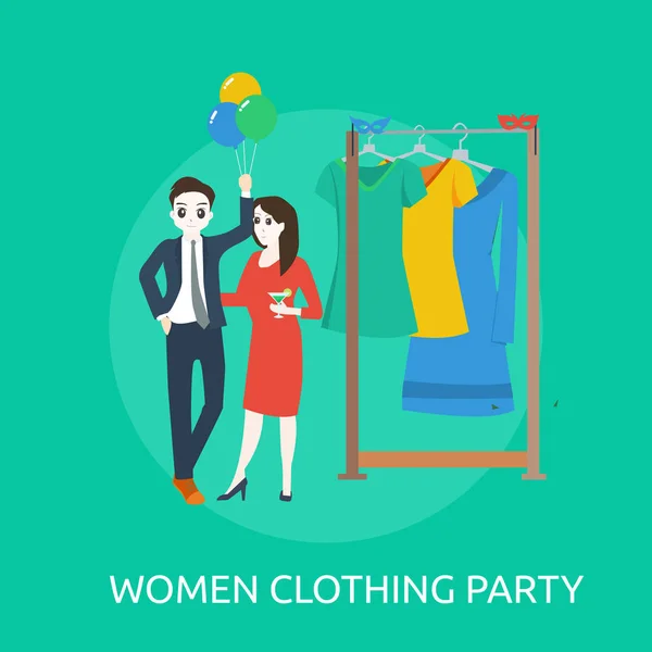 Mujer Clothing Party Diseño Conceptual — Vector de stock