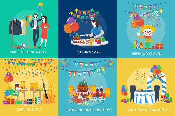 幸せな誕生日の概念設計 — ストックベクタ