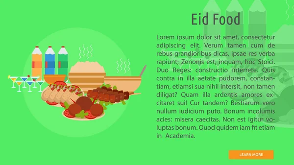 Eid Food Banner Conceitual — Vetor de Stock