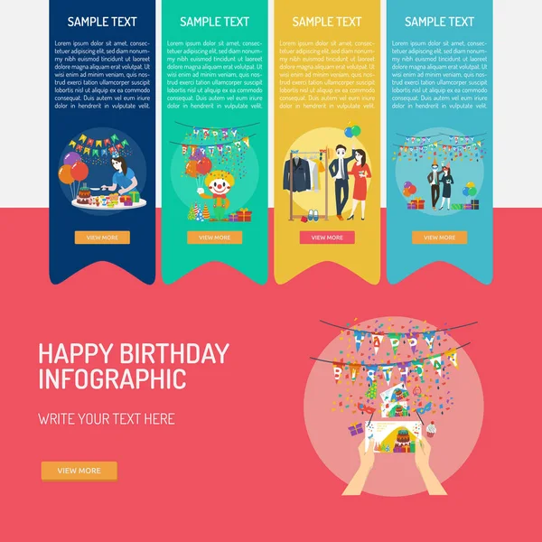 Feliz Cumpleaños Infografía Diseño — Archivo Imágenes Vectoriales