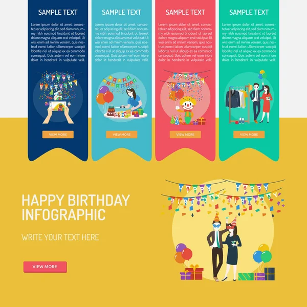 Feliz Aniversário Infográfico Design —  Vetores de Stock