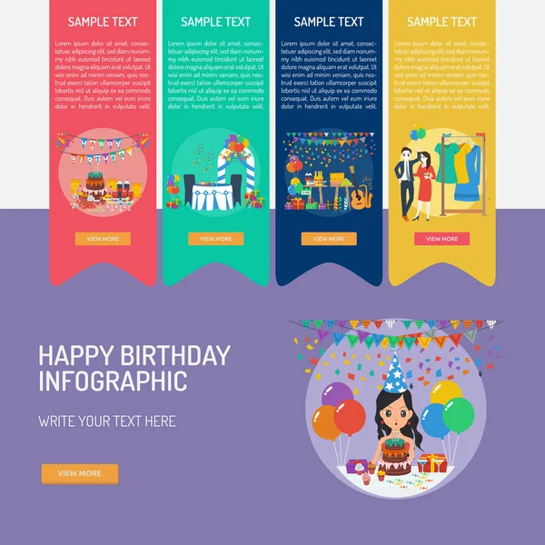 Feliz Aniversário Infográfico Design —  Vetores de Stock