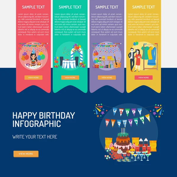 Feliz Cumpleaños Infografía Diseño — Archivo Imágenes Vectoriales