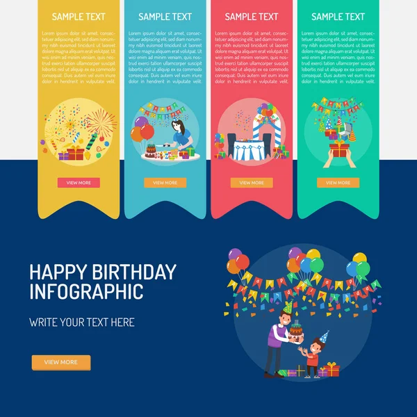 Feliz Cumpleaños Infografía Diseño — Archivo Imágenes Vectoriales