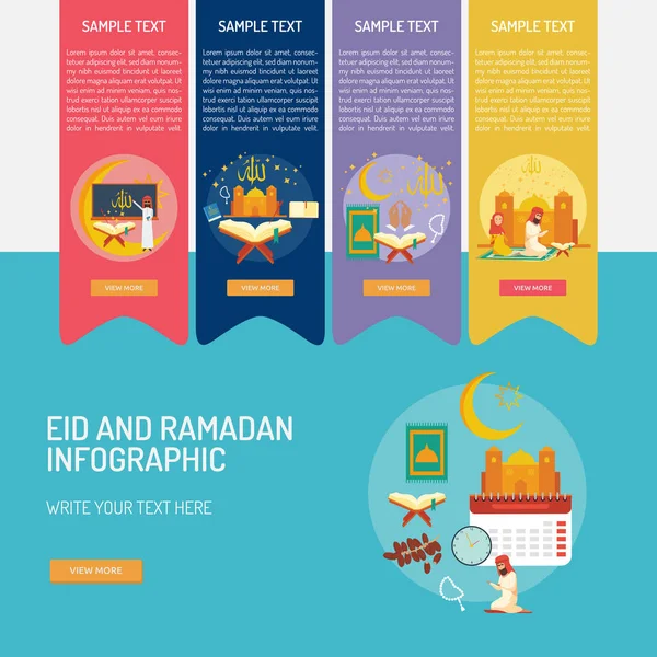 Infografía Eid Ramadán — Vector de stock