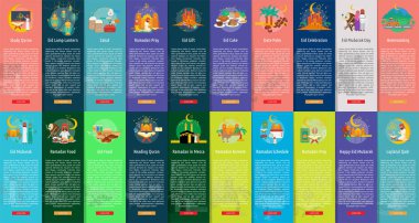 Ramazan ve Eid Mubarak dikey Banner kavramı