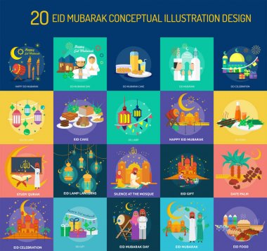 Eid Mubarak illüstrasyon kavramsal tasarım