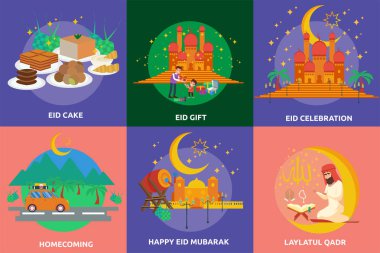 Ramazan ve Eid Mubarak kavramsal tasarım
