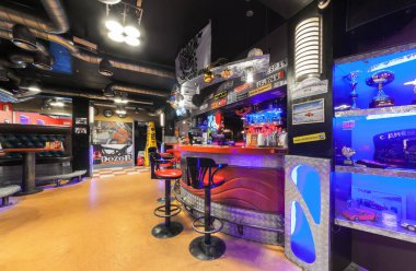 Moskova/Rusya - Aralık 2014. İç modern kafe-club 