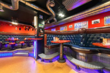 Moskova/Rusya - Aralık 2014. İç modern kafe-club 