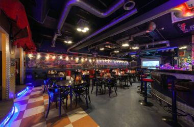 Moskova/Rusya - Aralık 2014. İç modern kafe-club 
