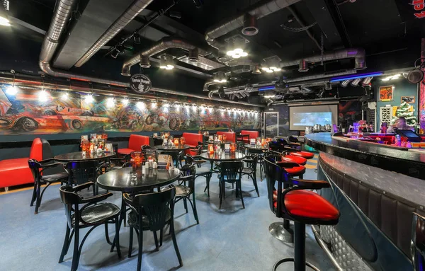 Moskova/Rusya - Aralık 2014. İç modern kafe-club 