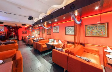 Moskova/Rusya - Aralık 2014. İç Hint modern sanat Cafe 