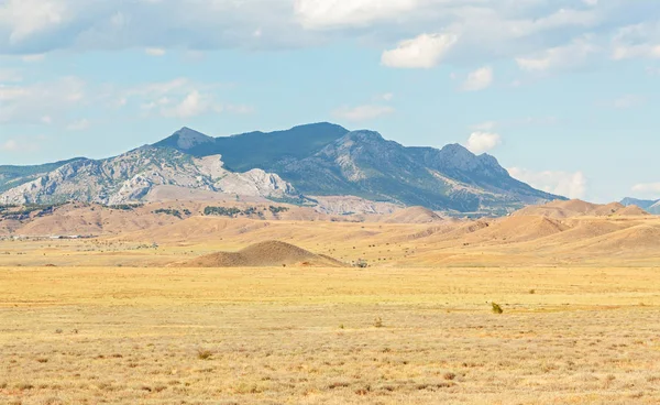 Solmuş çimen, tepeler ve bağlama ile yarı çöl Panoraması