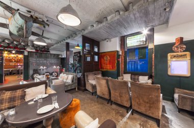 Moskova/Rusya - Aralık 2014. İç retro Restoran 