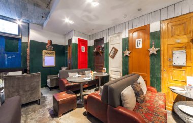Moskova/Rusya - Aralık 2014. İç retro Restoran 