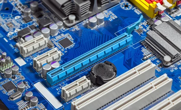 Close up PCI Express slots on motherboard — Stock Photo, Image