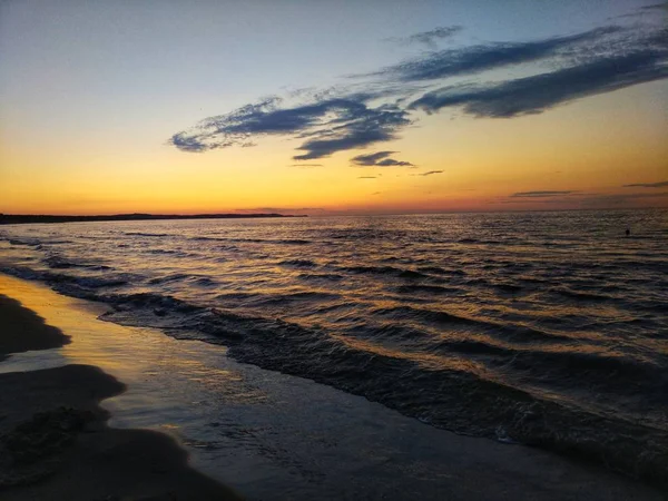 Belo Pôr Sol Mar Mar Báltico Noite Verão — Fotografia de Stock