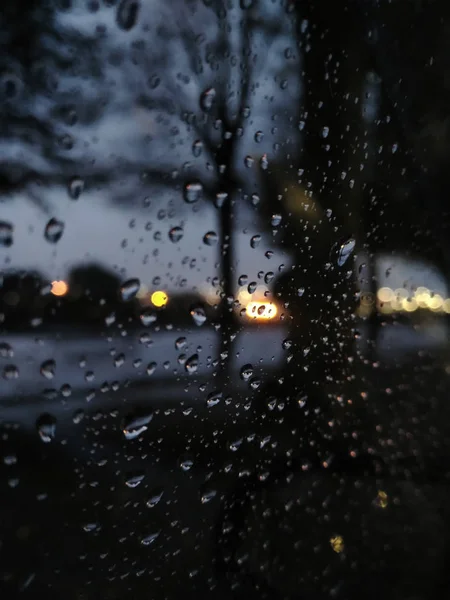 Lluvia Fuera Ventana Gotas Vidrio — Foto de Stock