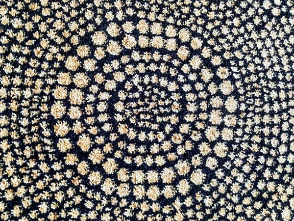 Diseño abstracto de alfombra de lana con textura cálida, esponjosa y suave con puntos que hacen círculos concéntricos para suelos modernos e interesantes —  Fotos de Stock