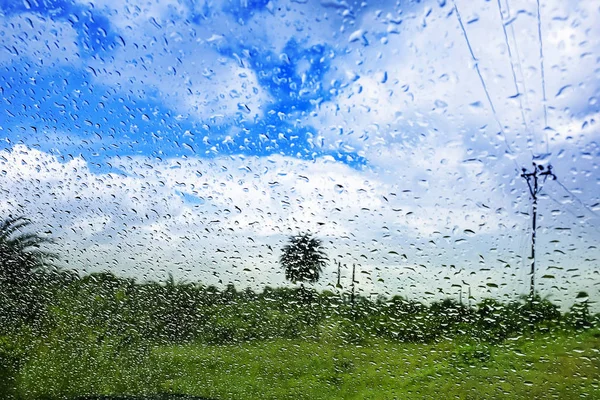 Natural water drop background.CAR Window glass with condensation