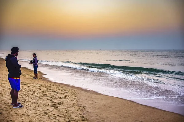 Sunrise Time Durante Viaggio Rinfrescante Mente Anima Parte Divertimento Spiaggia — Foto Stock