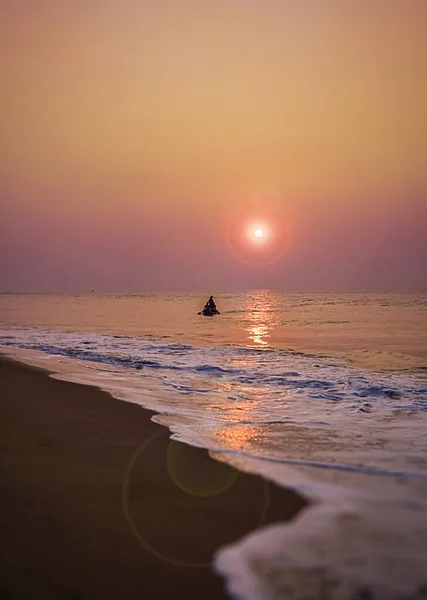 Sunrise time during traveling for refreshing mind and soul apart from fun to the seashore Beach around Asia, India. Odisa, India, very popular in eastern India.\