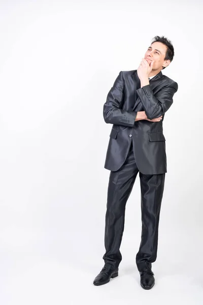 Dreamy Man Suit White Background Full Body — Stock Photo, Image