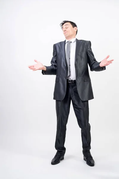 Self Confident Man Suit White Background Full Body — Stock Photo, Image