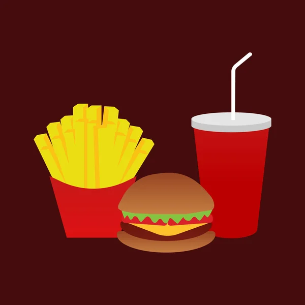 Fast food dishes isolated on white background. Vector illustration.