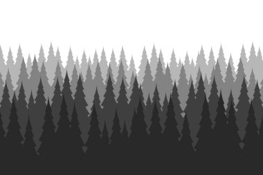 Kışın çam ormanı. Doğa manzara vektör arkaplanı.