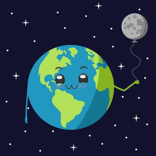 Smiley sous la forme de la planète Terre. Illustration vectorielle . — Image vectorielle